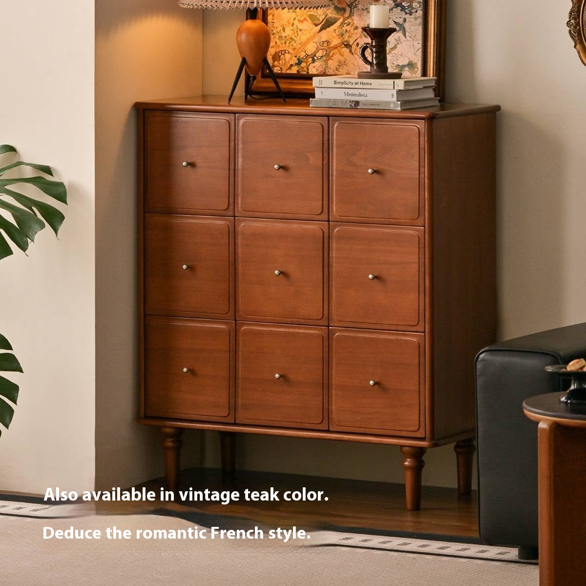 Cherry Solid Wood Retro Nine Bucket Cabinet