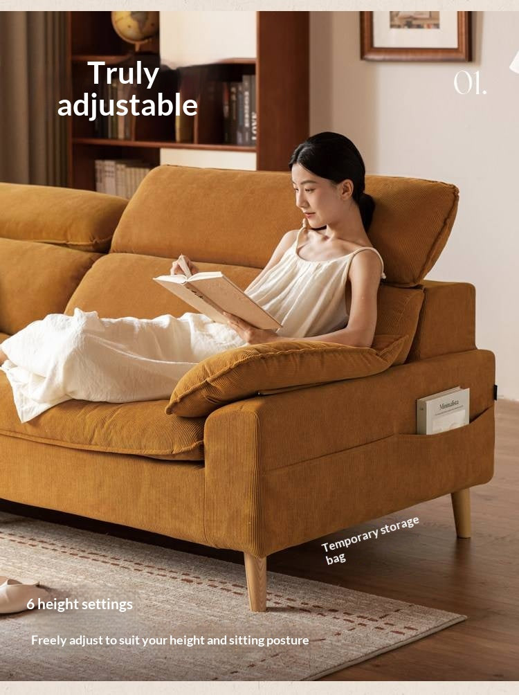 Deep Seat Sofa with Adjustable Headrest