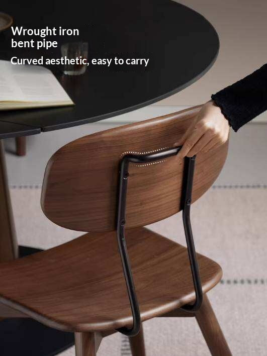 Set 2 pcs Black Walnut, Oak Solid Wood Italian Style Side Chair for Dining Room