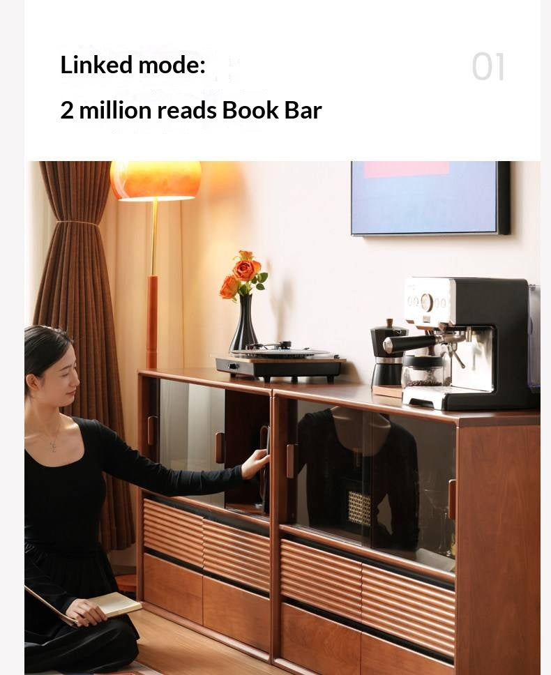 Poplar Solid Wood Vintage Style Study Storage Cabinet