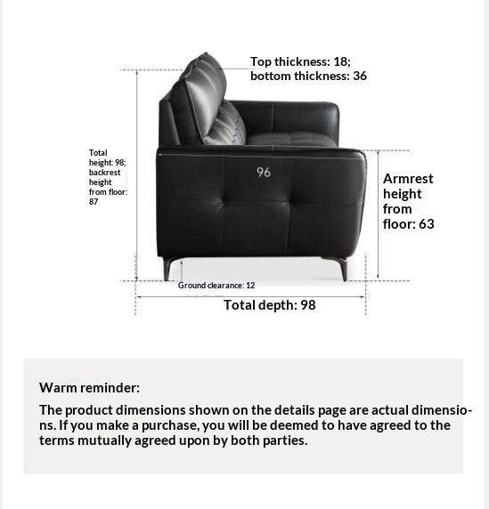 Genuine Leather Sofa, Italian Style High-Back