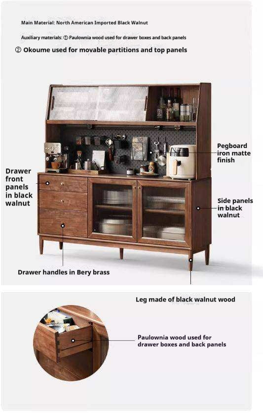 Black Walnut , South American Walnut, Catalpa Solid Wood Sideboard, Buffet Cabinet