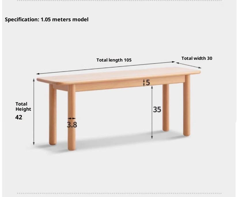 European Beech Wood Modern Long Bench