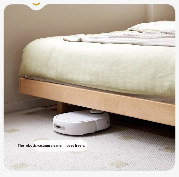 Beech Solid Wood Modern Minimalist Floating Platform Bed — Headboard-Free