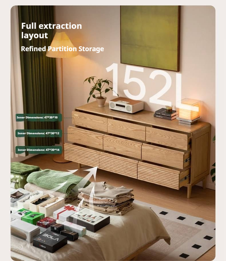 Ash Solid Wood Chest of Drawers with Modern Minimalist Design
