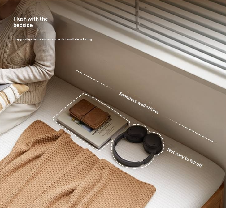 Oak Solid Wood Platform Box Bed, Headboard-Free Box Bed