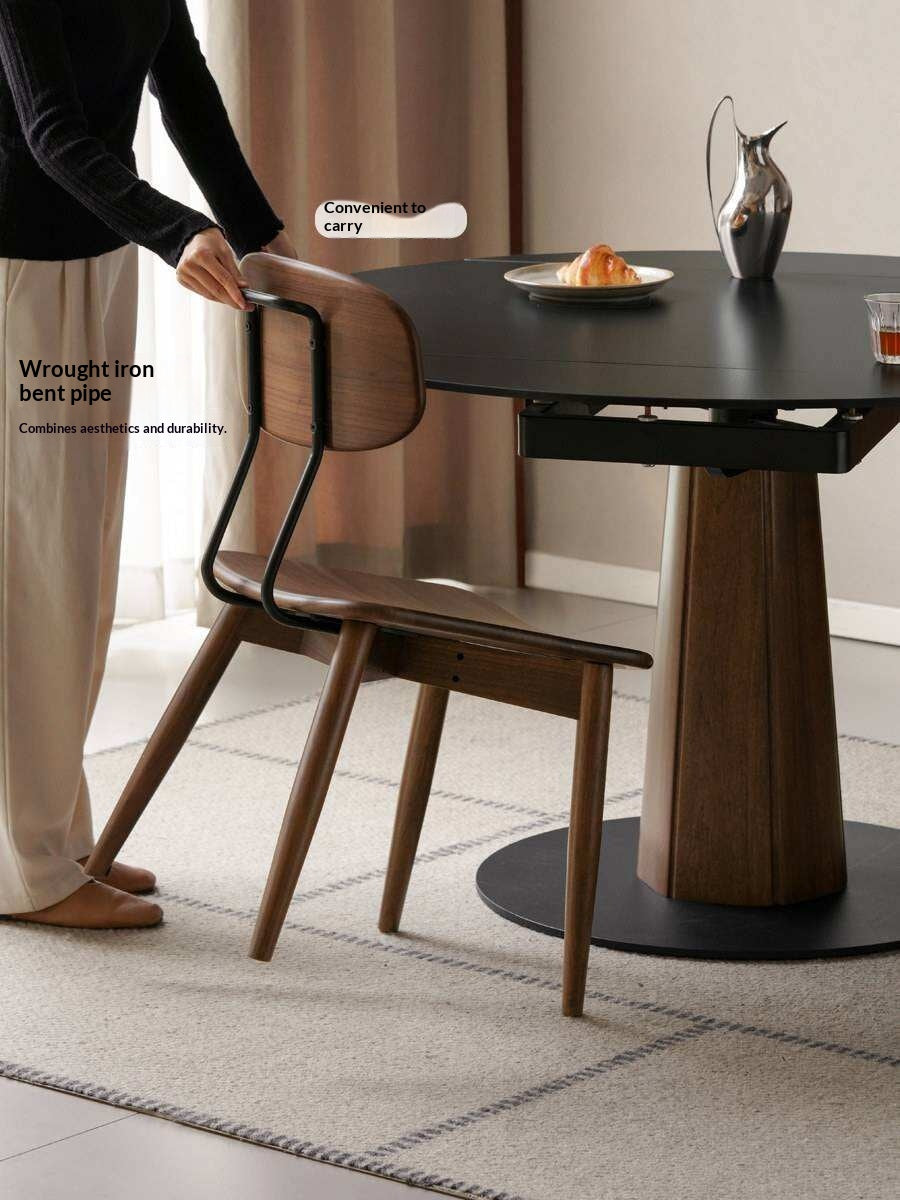 Set 2 pcs Black Walnut, Oak Solid Wood Italian Style Side Chair for Dining Room