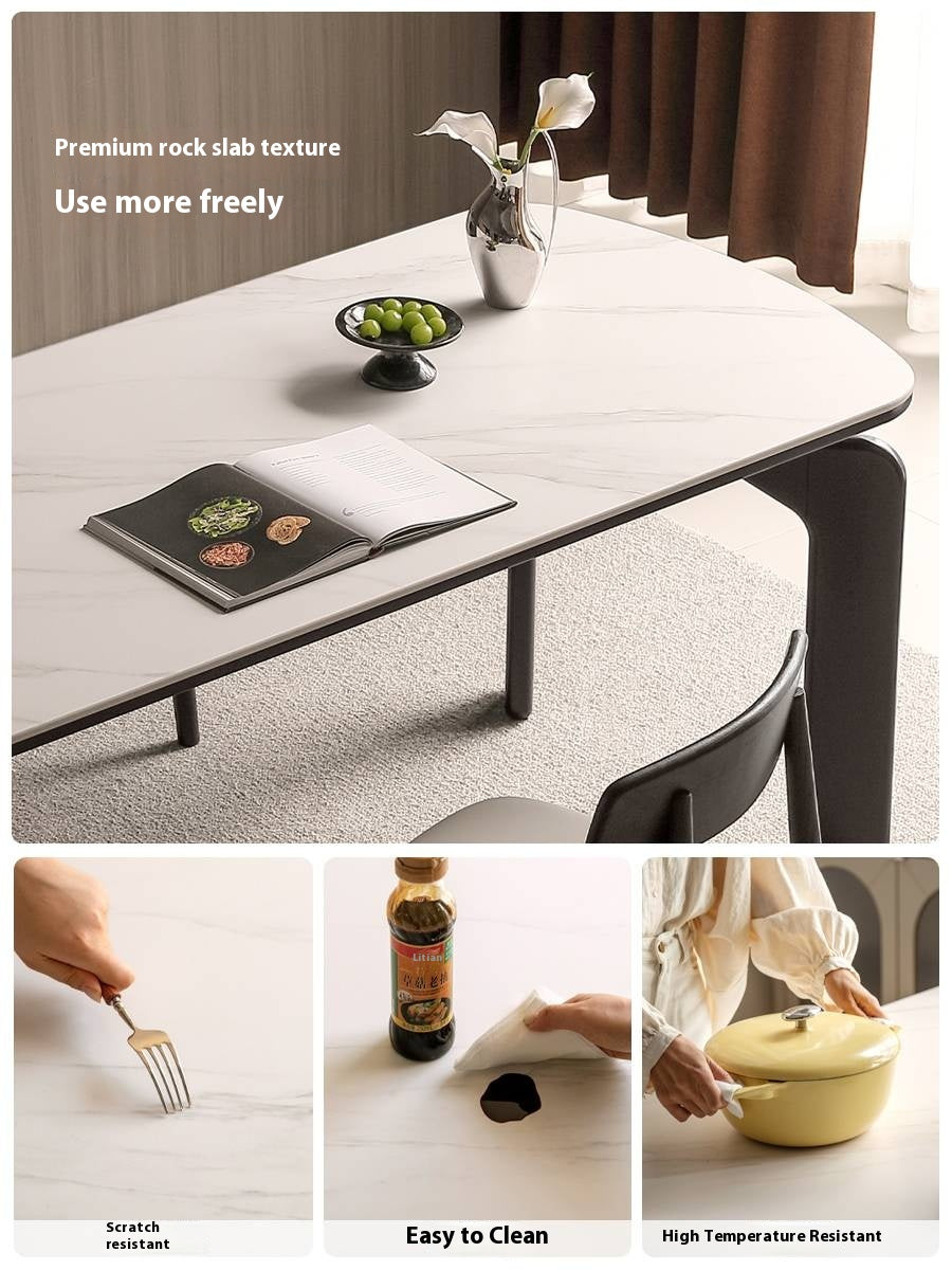 Solid Rubberwood Rock Board Dining Table