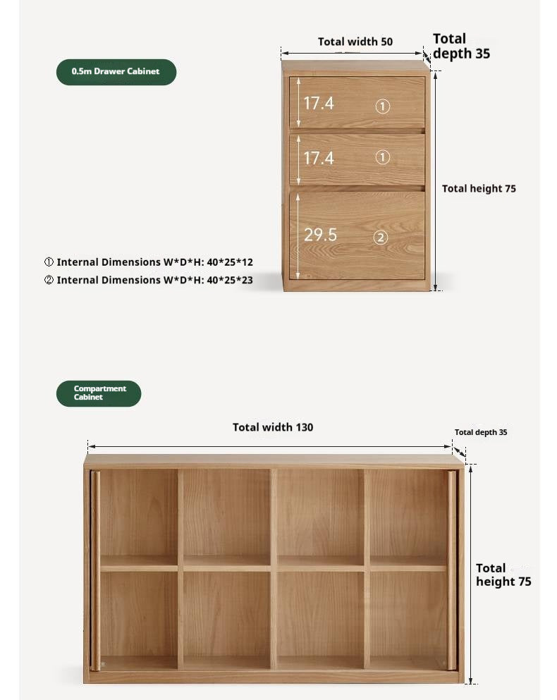 Ash Solid Wood Bookcase Storage Cabinet