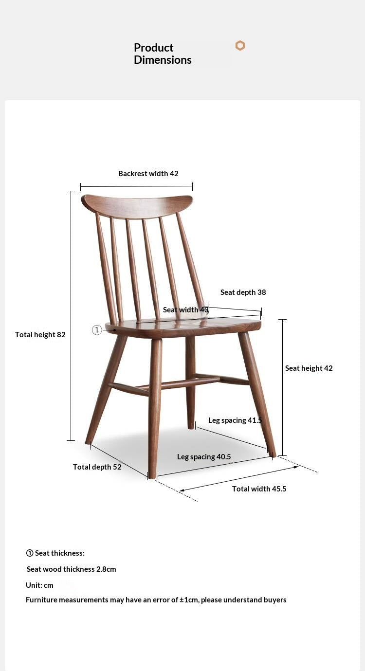 Set 4 pcs Black Walnut, Ash, Oak Solid Wood Windsor Chair