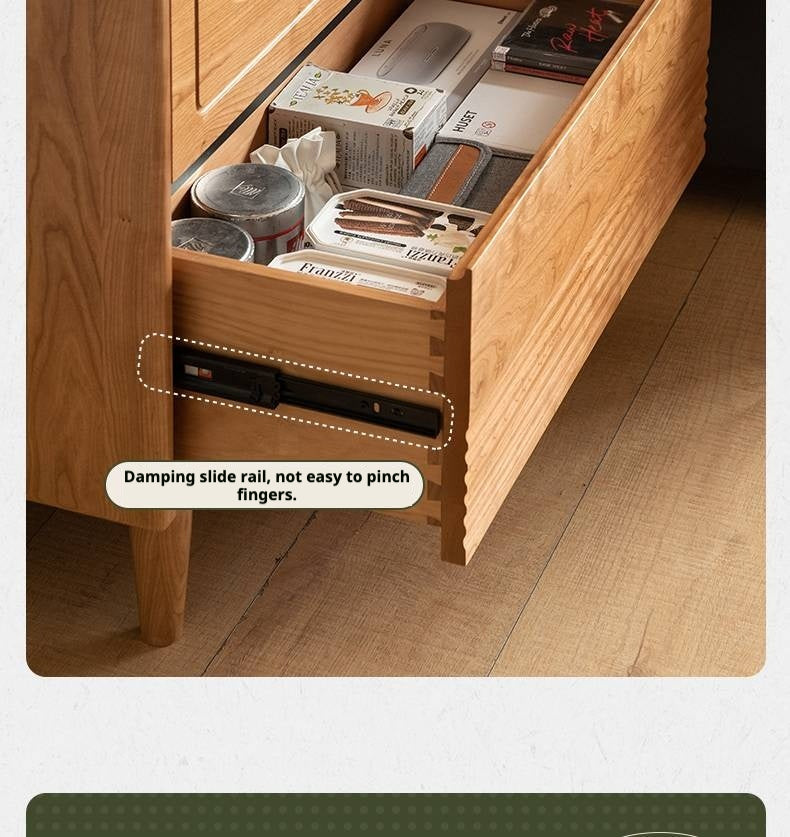 Cherry Solid Wood Retro Storage Side Cabinet.