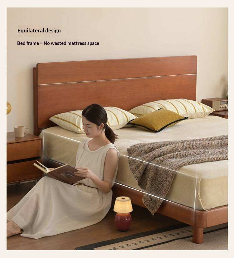 Poplar Solid Wood with High Headboard and Large Board Bed