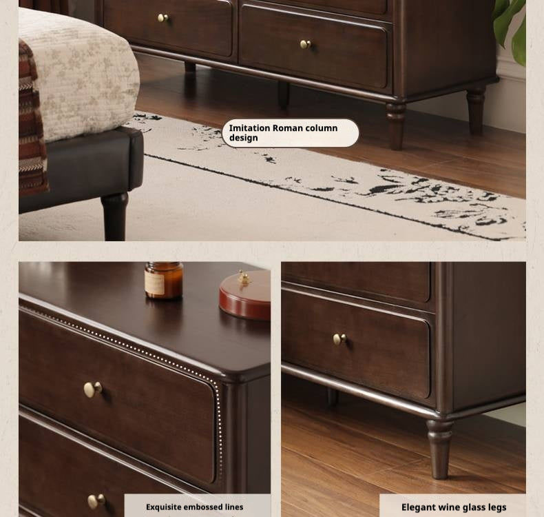 Poplar Solid Wood American Retro Style Chest of Drawers.
