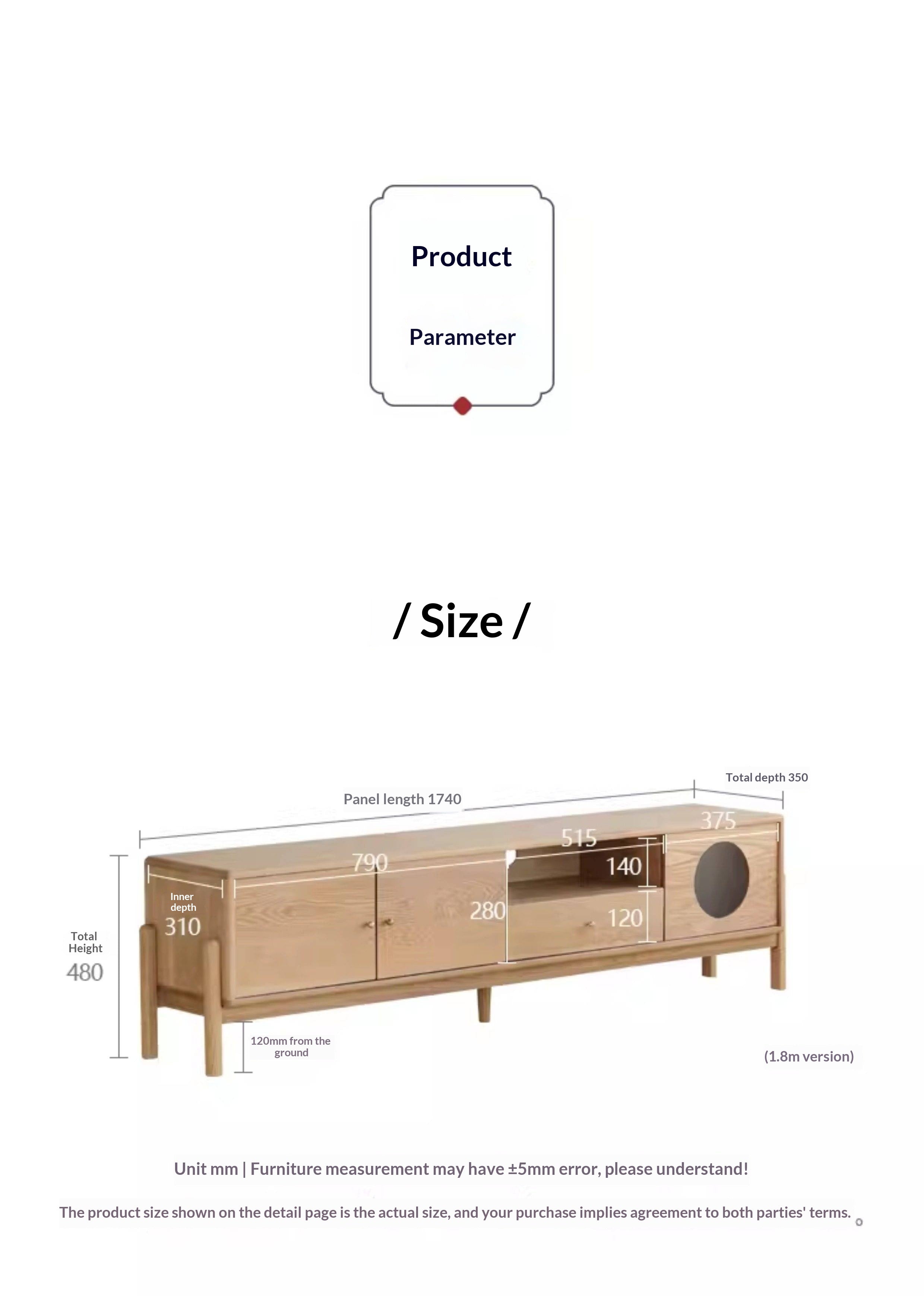 Ash Solid Wood Nordic Floor TV Cabinet.