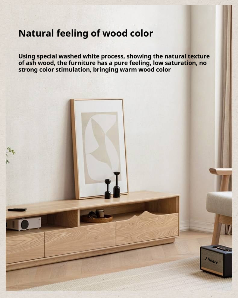 Ash Solid Wood Floor TV Storage Cabinet.