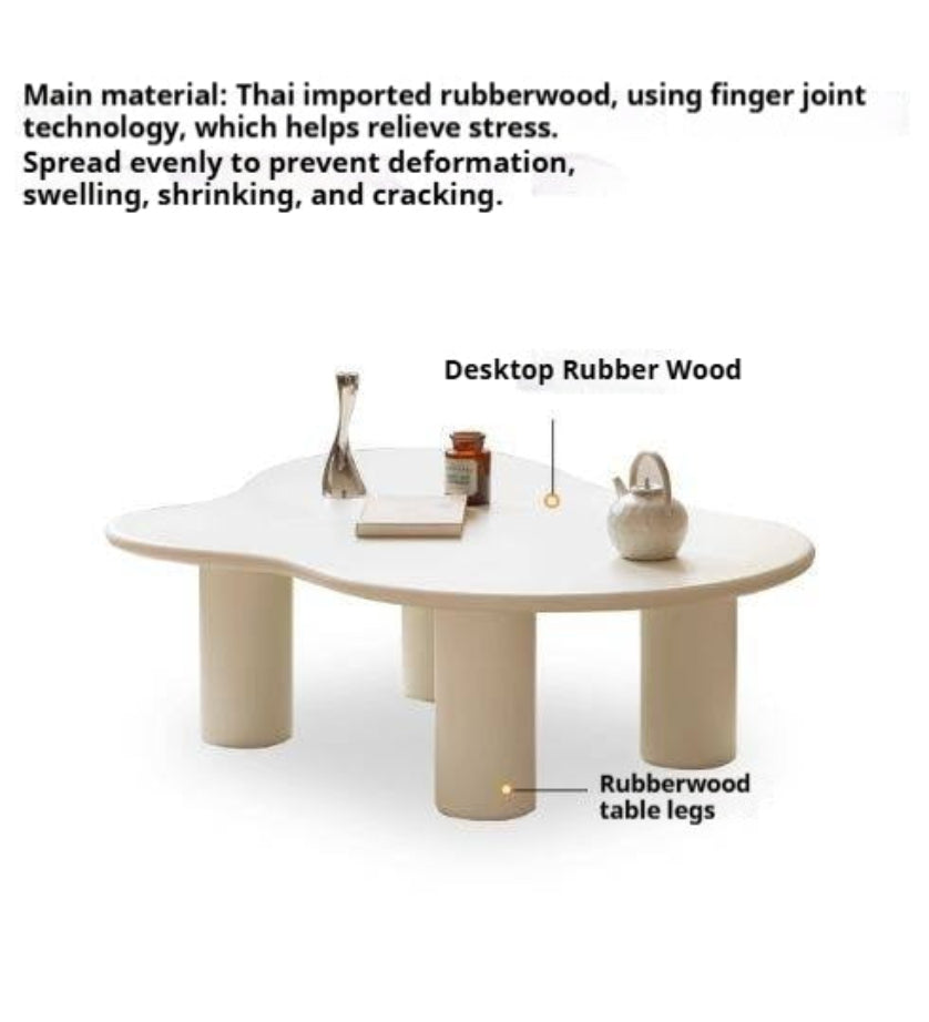 Solid RubberWood Creamy Cloud Coffee Table