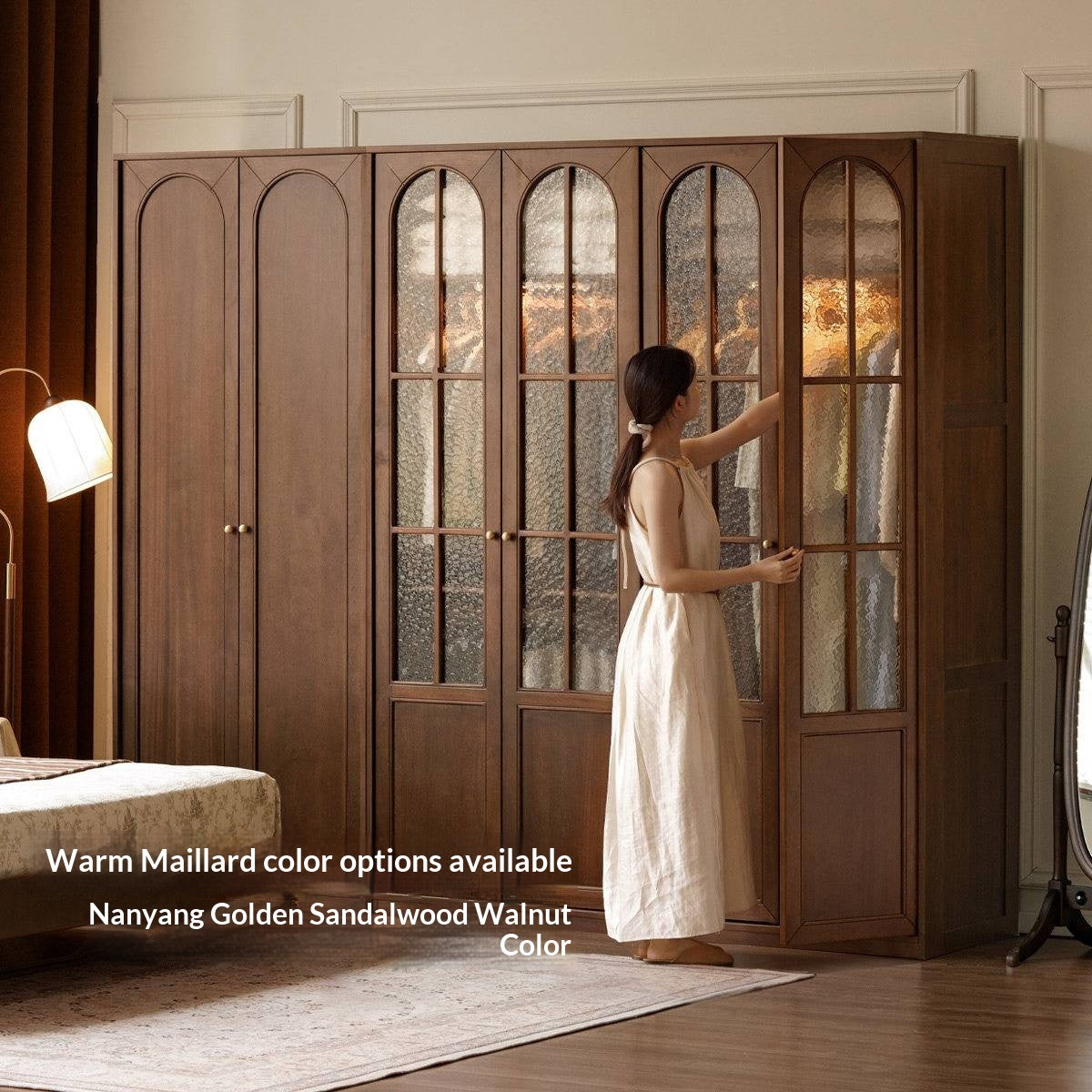 Black Walnut Solid Wood Wardrobe French Retro Style