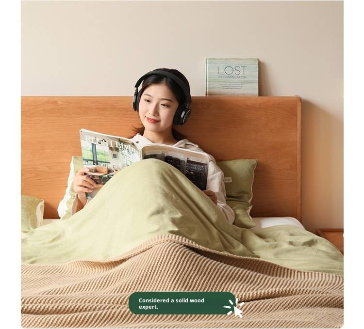 Cherry Solid Wood Night Light Suspended Box Bed