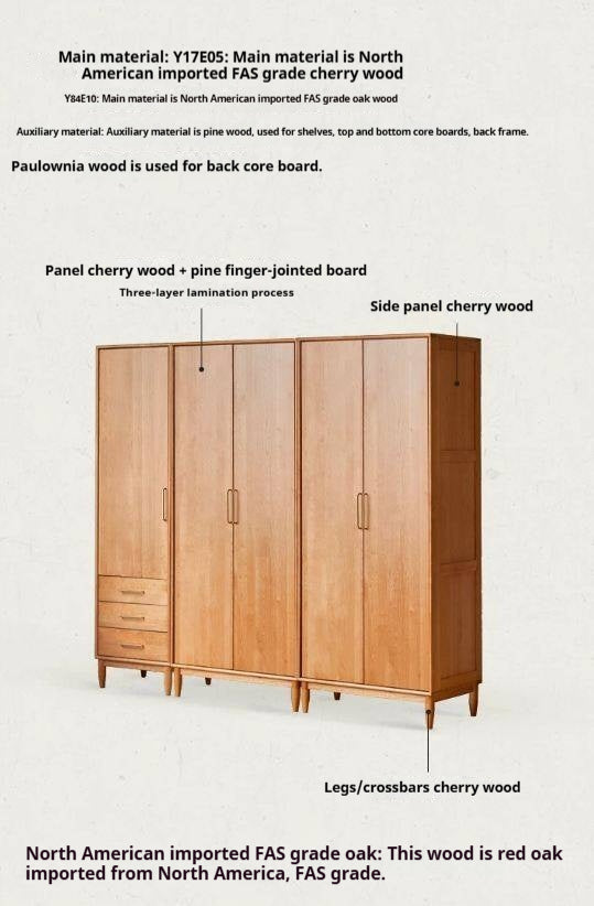 Cherry Solid Wood Wardrobe with Soft Modern Proportions