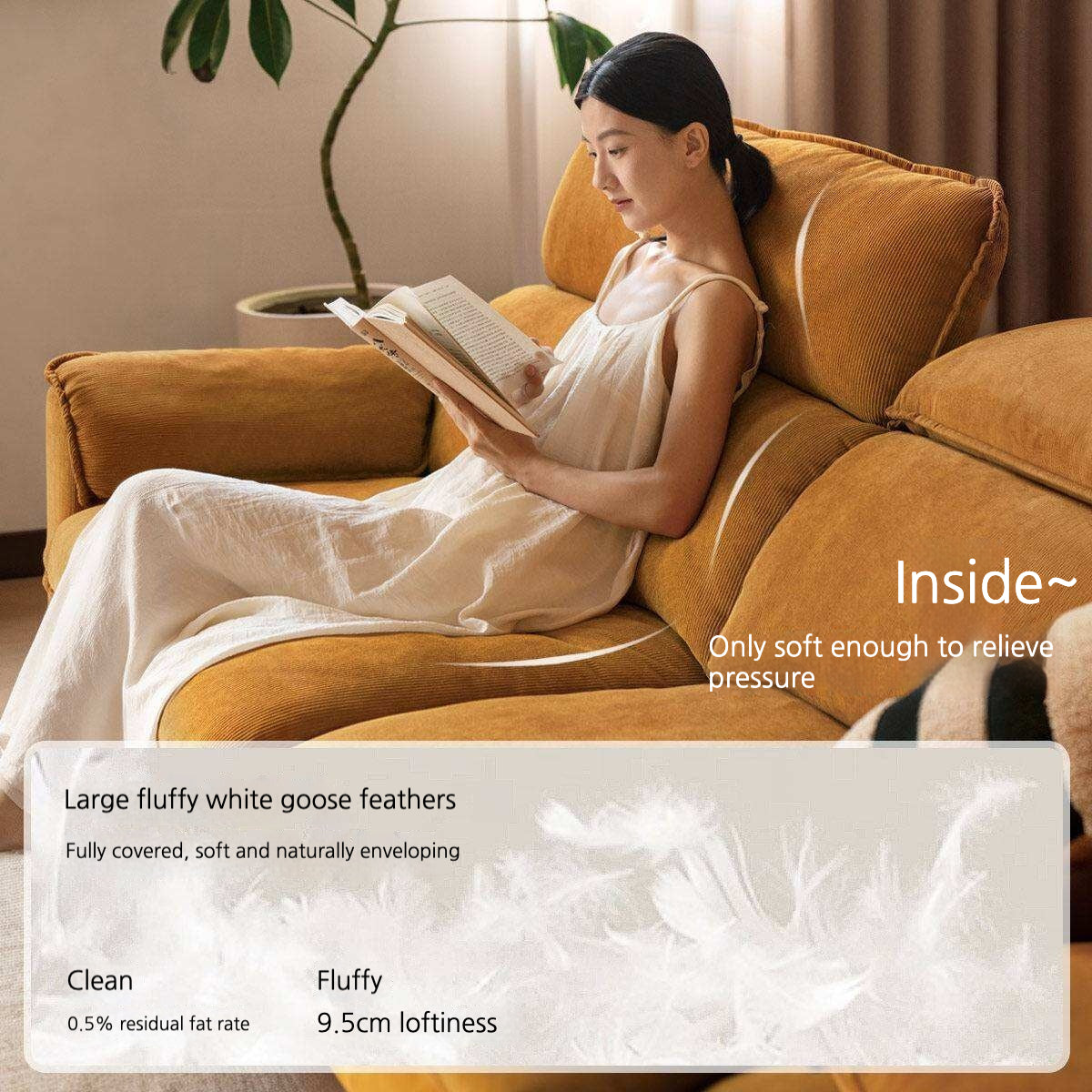 Fabric High Back Straight Sofa Modern