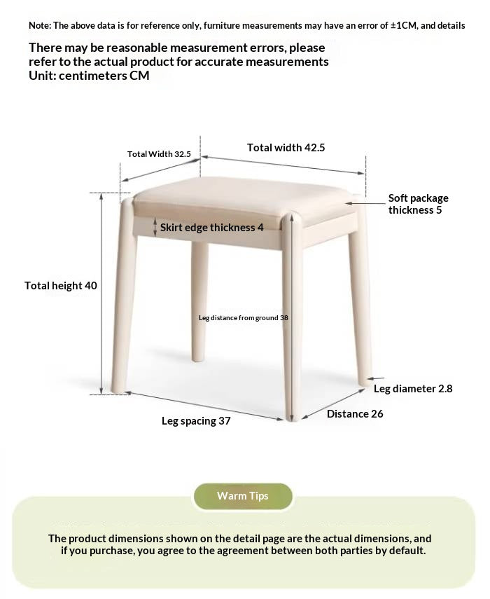 Birch Solid Wood, Solid Rubberwood Modern Simple Makeup Stool