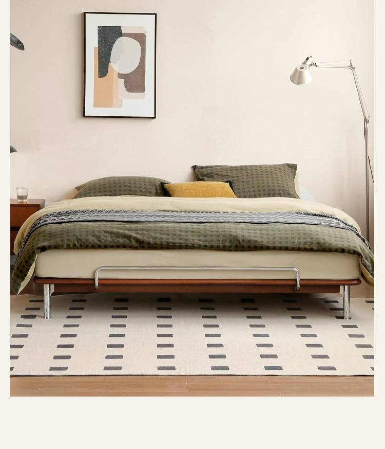 Poplar Solid Wood Platform Bed — No Headboard, Vintage Bauhaus Edge Style