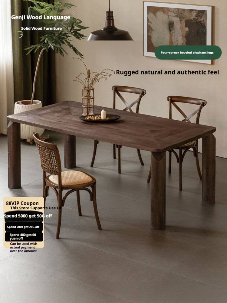 Mango Solid Wood Wabi Sabi Style Dining Table