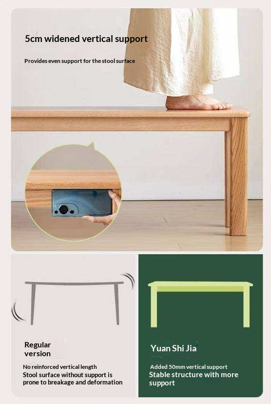 Ash, Oak, Beech, Solid Rubberwood Wide Seat Bench