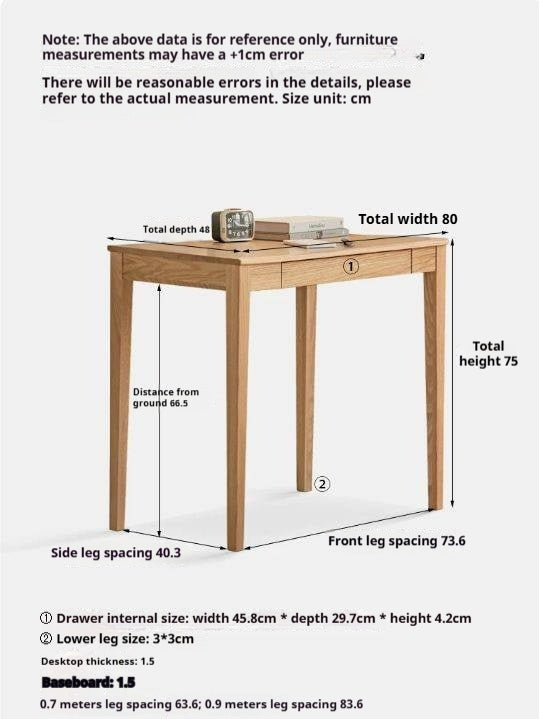 Oak Solid Wood, Solid Rubberwood Small Desk