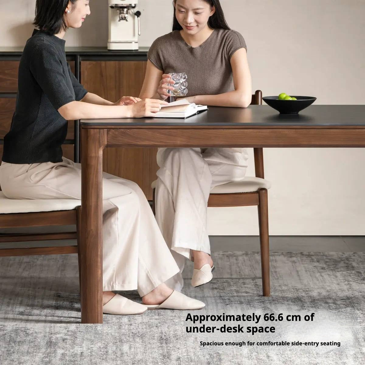 Black Walnut, Sandalwood Solid Wood Rock Slab Dining Table