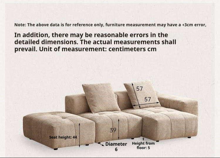 Pine Solid Wood Modular Sectional Sofa in Chenille Faux Linen with Feather-Filled Cushions, Chaise and Ottoman Options