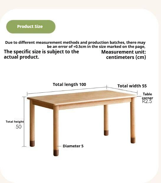 Beech Solid Wood Handmade Kids Study Table