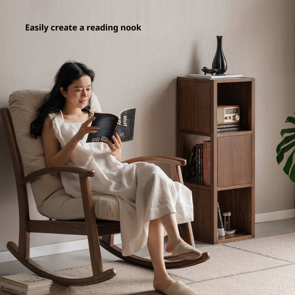 Black Walnut, Oak Solid Wood Bookshelf