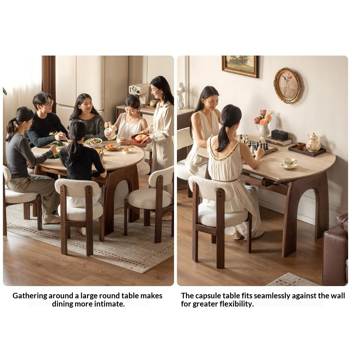 Black Walnut Solid Wood Round Dining Table