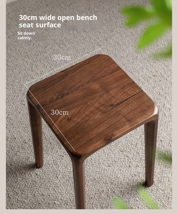 Black Walnut, Ash Solid Wood Square Stackable Stool