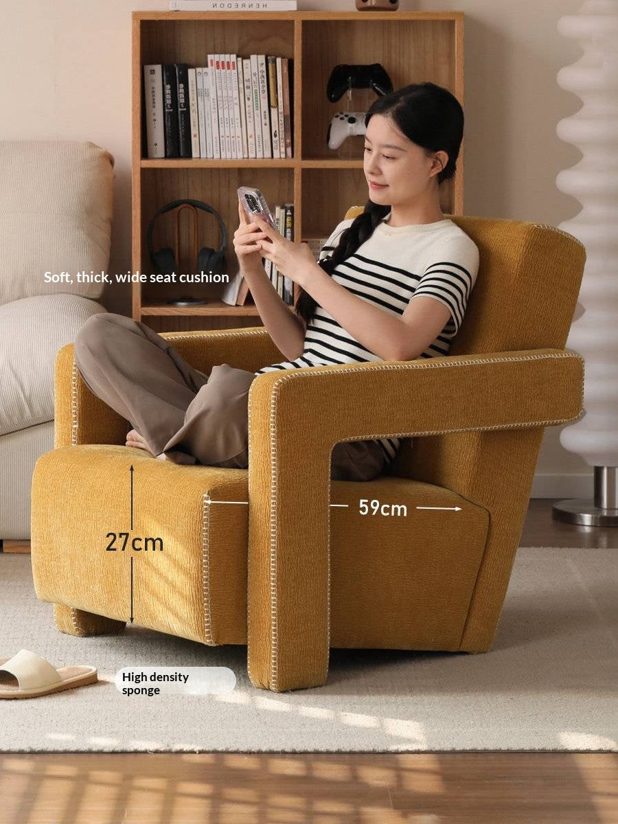 Italian-Inspired Sculptural Design Accent Chair, Modern Fabric Armchair