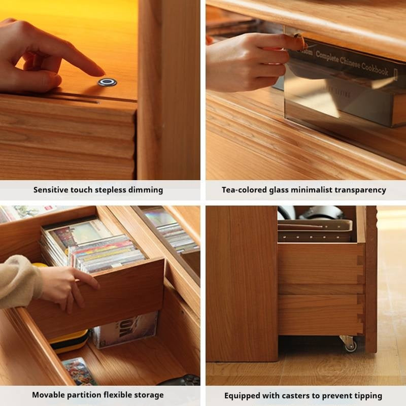 Cherry Solid Wood Floor TV Cabinet