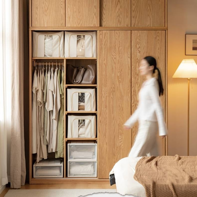 Oak Solid Wood Wardrobe Sliding Door.