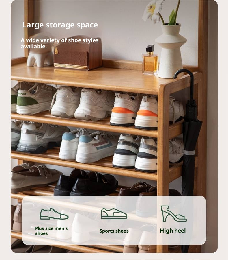 Solid Rubberwood Modern Minimalist Multi Layer Shoe Rack