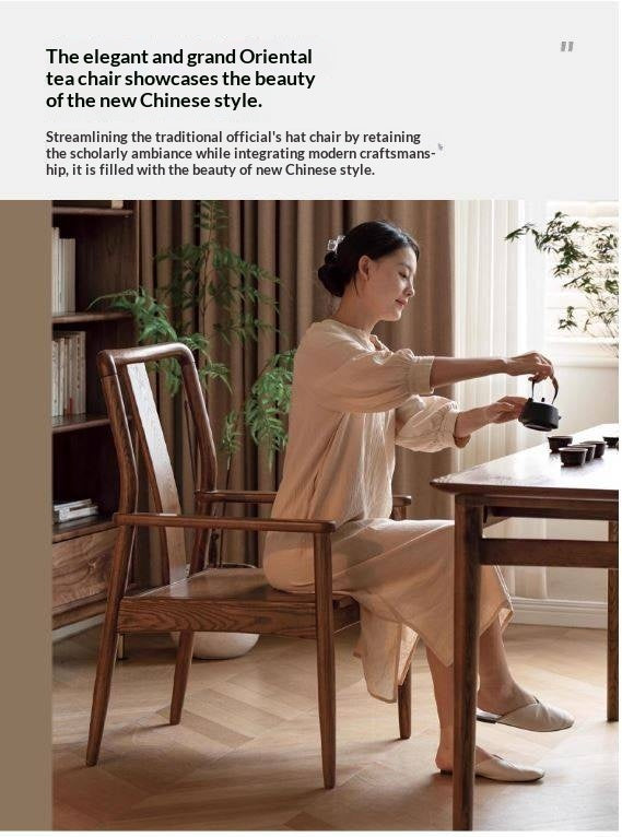 Black Walnut, Ash Solid Wood Backrest Dining Armchair