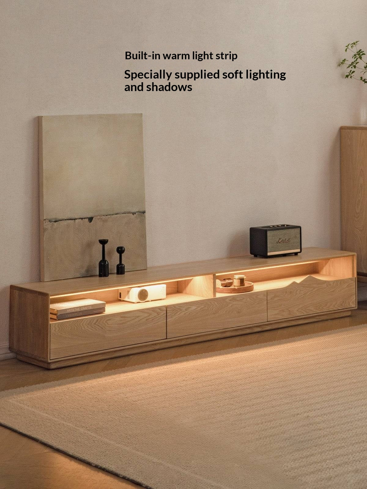 Ash Solid Wood Floor TV Storage Cabinet.