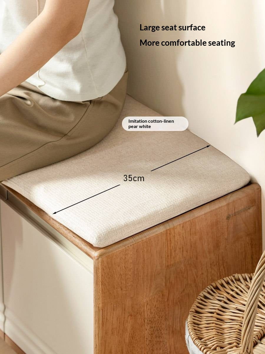 Solid RubberWood Shoe Storage Bench with Doors and Cushioned Top