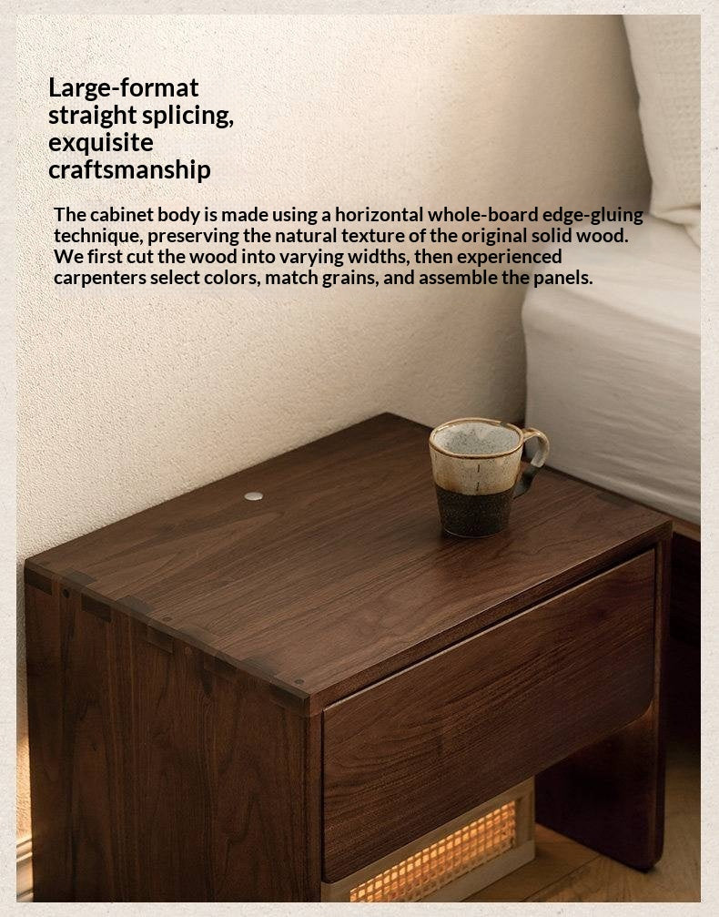 Black Walnut, Ash Solid Wood Simple Modern Nightstand