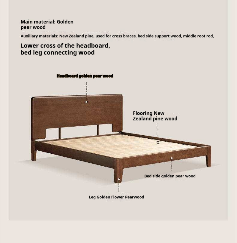 Black Walnut Solid Wood Bed — Italian Light Luxury Style