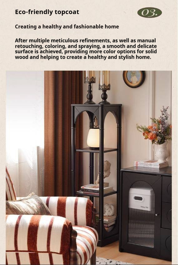 Solid Rubberwood, Tulipwood Solid Wood French Retro Corner Bookcase