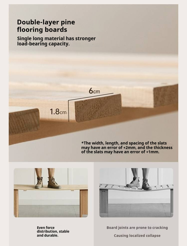 Oak Solid Wood Bed — Modern Minimalist Slab Box Design