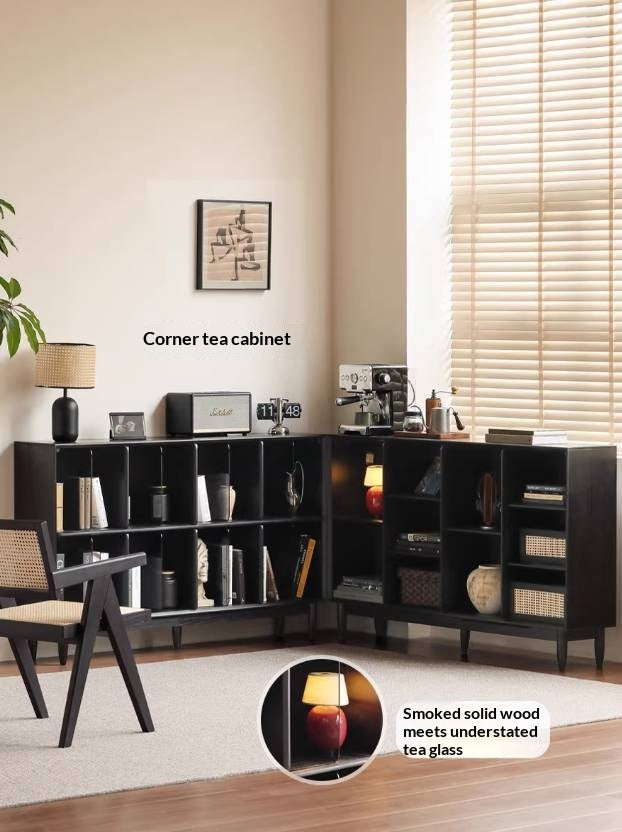 Oak, Ash Solid Wood Black Modern Bookcase