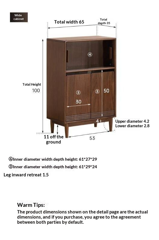 Red Zebrawood Solid Wood Modern Side Cabinet