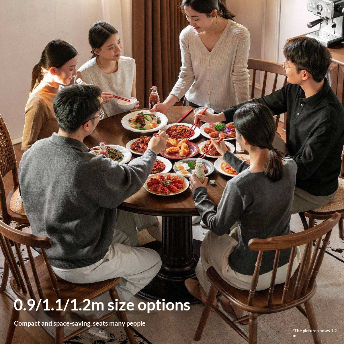 Black Walnut Solid Wood American Retro Round Dining Table