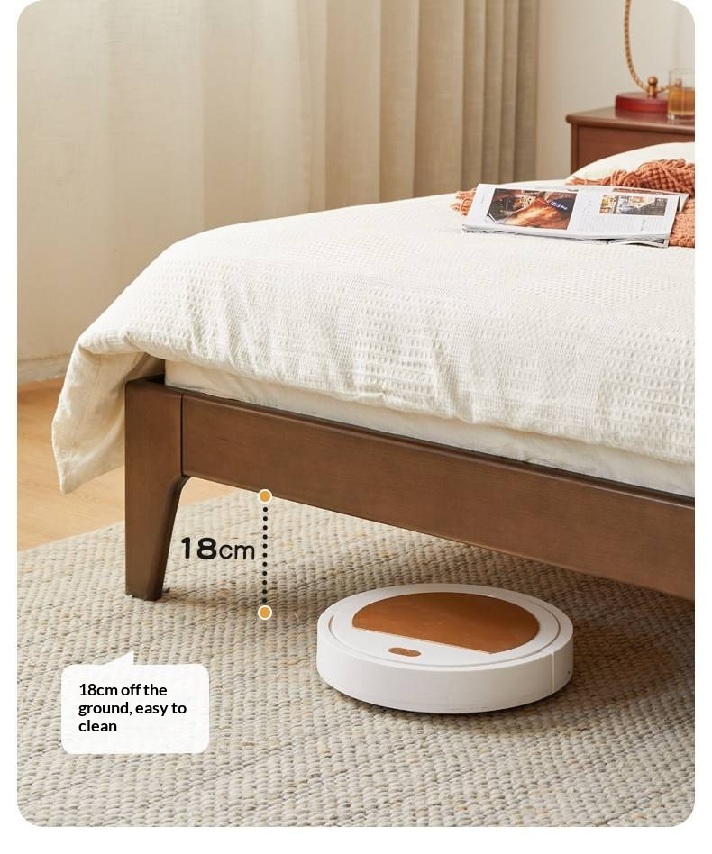 Beech Solid Wood Bed — Nordic Style, Modern Minimalist Design